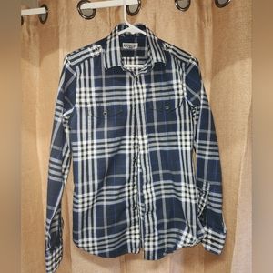 EUC Expess Men's Small Button Down Blue Plaid